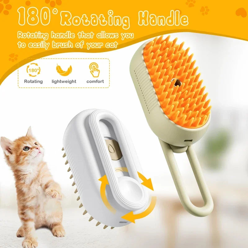 GetPawvia™ 3-in-1 Electric Pet Grooming Brush | Steam, Massage & Hair Removal