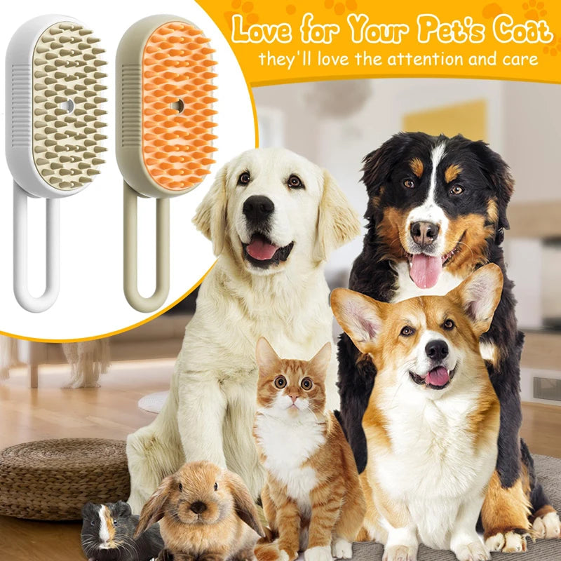 GetPawvia™ 3-in-1 Electric Pet Grooming Brush | Steam, Massage & Hair Removal