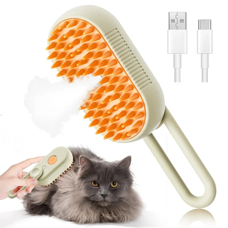 GetPawvia™ 3-in-1 Electric Pet Grooming Brush | Steam, Massage & Hair Removal