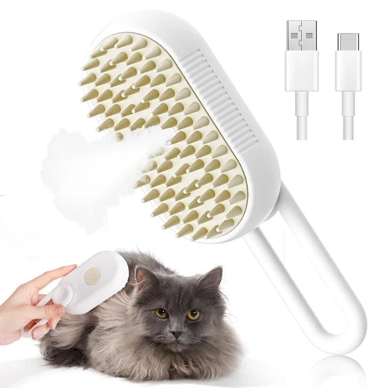 GetPawvia™ 3-in-1 Electric Pet Grooming Brush | Steam, Massage & Hair Removal
